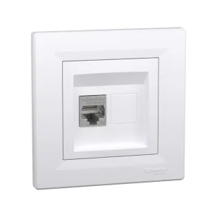 Schneider Electric EPH5000121, Asfora, Beyaz, Data İnternet Prizi, RJ45, CAT 5e-FTP, Çerçeveli