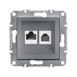 Schneider Electric EPH5200162, Asfora Plus, Çelik, Nümeris Telefon ve Data İnternet Prizi, RJ11 ve RJ45, CAT 6-UTP, İkili, Çerçevesiz