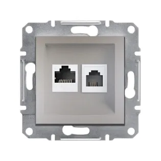 Schneider Electric EPH5200169, Asfora Plus, Bronz, Nümeris Telefon ve Data İnternet Prizi, RJ11 ve RJ45, CAT 6-UTP, İkili, Çerçevesiz