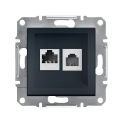 Schneider Electric EPH5200171, Asfora Plus, Antrasit, Nümeris Telefon ve Data İnternet Prizi, RJ11 ve RJ45, CAT 6-UTP, İkili, Çerçevesiz
