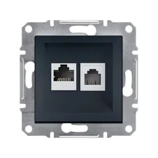Schneider Electric EPH5200171, Asfora Plus, Antrasit, Nümeris Telefon ve Data İnternet Prizi, RJ11 ve RJ45, CAT 6-UTP, İkili, Çerçevesiz