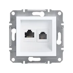 Schneider Electric EPH5270121, Asfora, Beyaz, Nümeris Telefon ve Data İnternet Prizi, RJ11 ve RJ45, CAT 6-UTP, İkili, Çerçevesiz