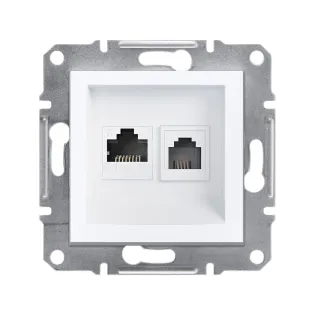 Schneider Electric EPH5270121, Asfora, Beyaz, Nümeris Telefon ve Data İnternet Prizi, RJ11 ve RJ45, CAT 6-UTP, İkili, Çerçevesiz