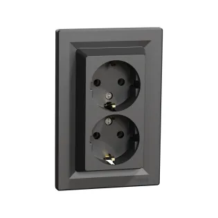 Schneider Electric EPH9900171, Asfora Plus, Antrasit, Topraklı Priz, İkili, Çerçeveli