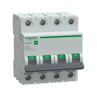 Schneider Electric EZ9F27416, Easy9 Pro, 16 Amper, 4 Kutuplu, B Tipi, Otomatik Sigorta, 6 kA, 4x16B