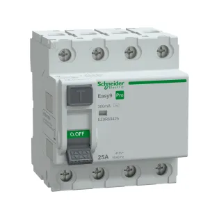 Schneider Electric EZ9R69425, Easy9 Pro, 25 Amper, 300mA, AC Tip, Kaçak Akım Koruma Rölesi, 4 Kutuplu (3 Faz+Nötr)