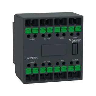 Schneider Electric LADN40A, TeSys Deca, Kontaktörler İçin Snap-in Bağlantılı Yardımcı Kontak Blok, 4NA