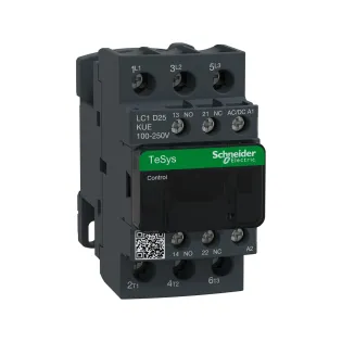 Schneider Electric LC1D25KUE, TeSys Deca, 25 Amper, 11 kW, 3 Kutuplu, Kontaktör, 100-250 Volt AC/DC, 1NA+1NK