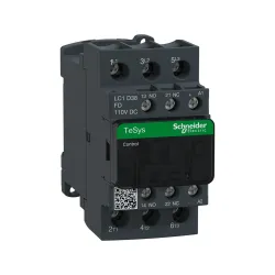 Schneider Electric LC1D38FD, TeSys Deca, 38 Amper, 18.5 kW, 3 Kutuplu, Kontaktör, 110 Volt DC, 1NA+1NK