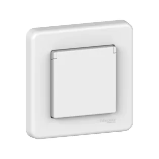 Schneider Electric LNA3100221, Leona, Beyaz, Çocuk Korumalı Kapaklı Topraklı Priz, Çerçeveli