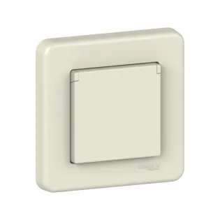 Schneider Electric LNA3100223, Leona, Krem, Çocuk Korumalı Kapaklı Topraklı Priz, Çerçeveli