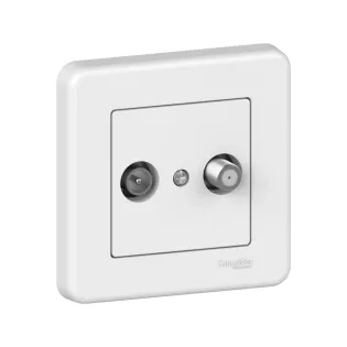 Schneider Electric LNA3400121, Leona, Beyaz, Uydu Sat ve TV Prizi Sonlu, Çerçeveli