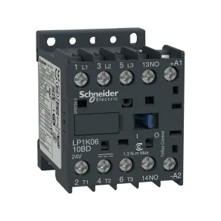 Schneider Electric LP1K0910BD, TeSys K, 9 Amper, 4 kW, 3 Kutuplu, Mini Kontaktör, 24 Volt DC, 1NA