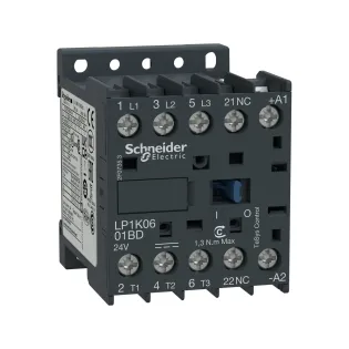 Schneider Electric LP1K1201FD, TeSys K, 12 Amper, 5.5 kW, 3 Kutuplu, Mini Kontaktör, 110 Volt DC, 1NK