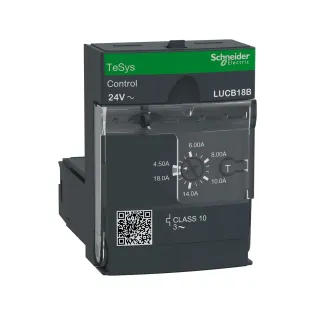 Schneider Electric LUCB18B, TeSys U, 4.5-18 Amper, Entegre Motor Yolverici İleri Seviye Kontrol Ünitesi, Sınıf 10, Trifaze, 24 Volt AC