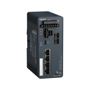 Schneider Electric MCSESM053F1CU0, Modicon Networking, Yönetilebilir(Managed) Endüstriyel Ethernet Switch, 4 Port TX, 1 Port FX-MM