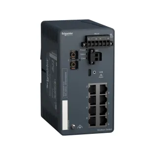 Schneider Electric MCSESM093F1CU0, Modicon Networking, Yönetilebilir(Managed) Endüstriyel Ethernet Switch, 8 Port TX, 1 Port FX-MM