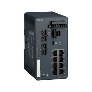 Schneider Electric MCSESM103F2CS0H, Modicon Networking, Yönetilebilir(Managed) Endüstriyel Ethernet Switch, 8 Port TX, 2 Port FX-SM, Harsh