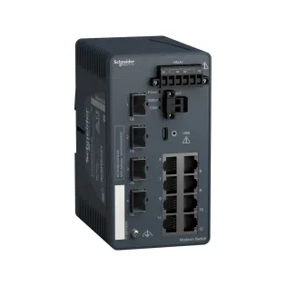 Schneider Electric MCSESM123F2LG0, Modicon Networking, Yönetilebilir(Managed) Endüstriyel Ethernet Switch, 8 Port TX, 4 Port SFP Gbit
