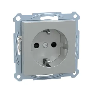 Schneider Electric MTN2300-0460, Merten System M, Alüminyum, Topraklı Priz, Çocuk Korumalı