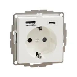 Schneider Electric MTN2367-0319, Merten System M, Beyaz, Topraklı Priz, Çocuk Korumalı, USB Type A+C, 3 Amper