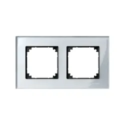 Schneider Electric MTN4020-3260, Merten System M-Elegance Glass, Gümüşi Elmas, İkili Çerçeve