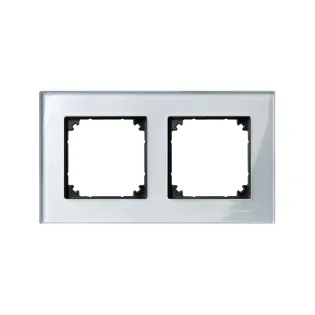 Schneider Electric MTN4020-3260, Merten System M-Elegance Glass, Gümüşi Elmas, İkili Çerçeve
