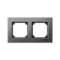Schneider Electric MTN403214, Merten System M-Elegance Metal, Rodyum Grisi, İkili Çerçeve