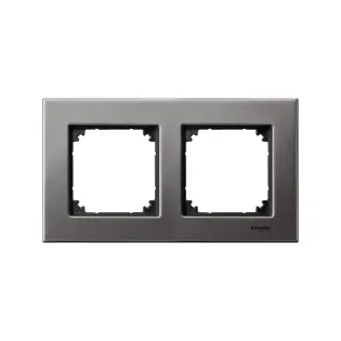 Schneider Electric MTN403214, Merten System M-Elegance Metal, Rodyum Grisi, İkili Çerçeve