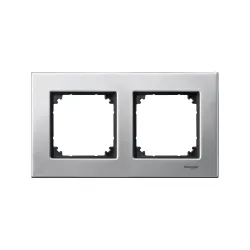 Schneider Electric MTN403260, Merten System M-Elegance Metal, Platinyum Gümüşü, İkili Çerçeve