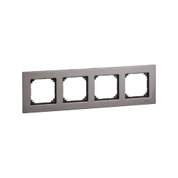 Schneider Electric MTN403414, Merten System M-Elegance Metal, Rodyum Grisi, Dörtlü Çerçeve
