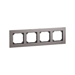 Schneider Electric MTN403414, Merten System M-Elegance Metal, Rodyum Grisi, Dörtlü Çerçeve