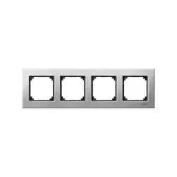 Schneider Electric MTN403460, Merten System M-Elegance Metal, Platinyum Gümüşü, Dörtlü Çerçeve