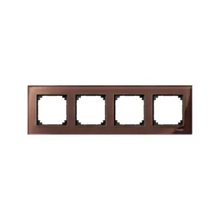 Schneider Electric MTN4040-3215, Merten System M-Elegance Glass, Maun Kahverengi, Dörtlü Çerçeve