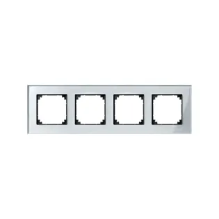 Schneider Electric MTN4040-3260, Merten System M-Elegance Glass, Gümüşi Elmas, Dörtlü Çerçeve