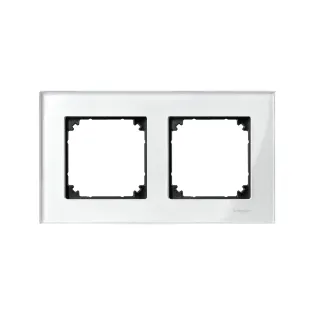 Schneider Electric MTN404219, Merten System M-Elegance Glass, Parlak Beyaz, İkili Çerçeve