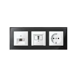 Schneider Electric MTN404303, Merten System M-Elegance Glass, Oniks Siyah, Üçlü Çerçeve