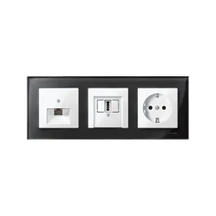 Schneider Electric MTN404303, Merten System M-Elegance Glass, Oniks Siyah, Üçlü Çerçeve