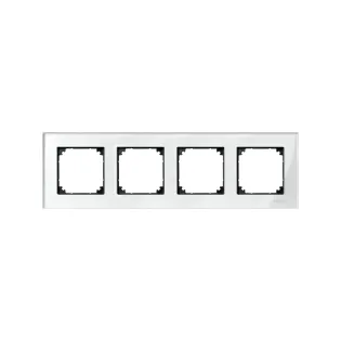 Schneider Electric MTN404419, Merten System M-Elegance Glass, Parlak Beyaz, Dörtlü Çerçeve