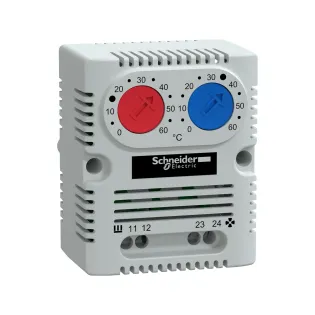 Schneider Electric NSYCCOTHD, ClimaSys, Isıtma ve Soğutma Uygulamaları için Çiftli Pano Termostatı, Kırmızı+Mavi, 0...+60°C, 1NA+1NK