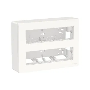 Schneider Electric NU121820, Unica System Plus, Beyaz, 2x8 Modül Sıva Üstü Yatay Çalışma İstasyonu