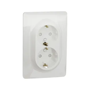 Schneider Electric NU206718, Unica, Beyaz, Topraklı Priz, Çocuk Korumalı, İkili, 2 Modül