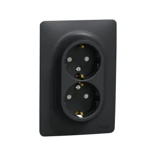 Schneider Electric NU206754, Unica, Antrasit, Topraklı Priz, Çocuk Korumalı, İkili, 2 Modül