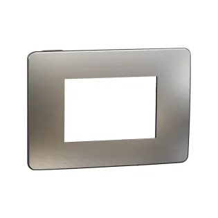 Schneider Electric NU270356M, Unica Studio Color Metal, Beyaz Alüminyum Yüzeyli, Antrasit Kenarlıklı, Çerçeve, 3 Modül