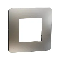 Schneider Electric NU280256M, Unica Studio Color Metal, Beyaz Alüminyum Yüzeyli, Antrasit Kenarlıklı, Tekli Çerçeve