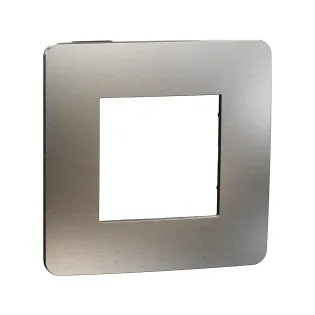 Schneider Electric NU280256M, Unica Studio Color Metal, Beyaz Alüminyum Yüzeyli, Antrasit Kenarlıklı, Tekli Çerçeve