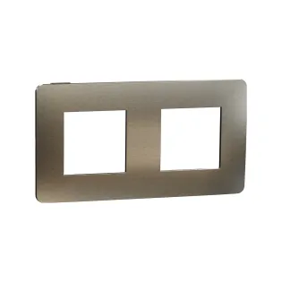 Schneider Electric NU280452M, Unica Studio Color Metal, Bronz Yüzeyli, Antrasit Kenarlıklı, İkili Çerçeve