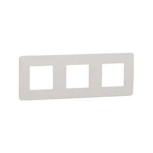 Schneider Electric NU280624, Unica Studio Color, Açık Gri Yüzeyli, Beyaz Kenarlıklı, Üçlü Çerçeve