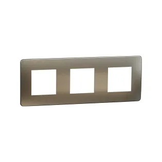 Schneider Electric NU280650M, Unica Studio Color Metal, Bronz Yüzeyli, Beyaz Kenarlıklı, Üçlü Çerçeve