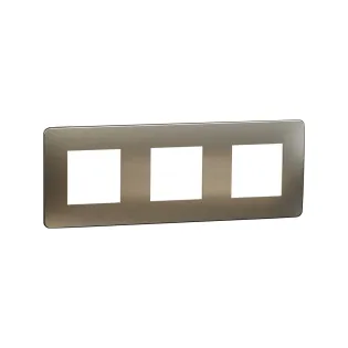 Schneider Electric NU280651M, Unica Studio Color Metal, Bronz Yüzeyli, Krem Kenarlıklı, Üçlü Çerçeve